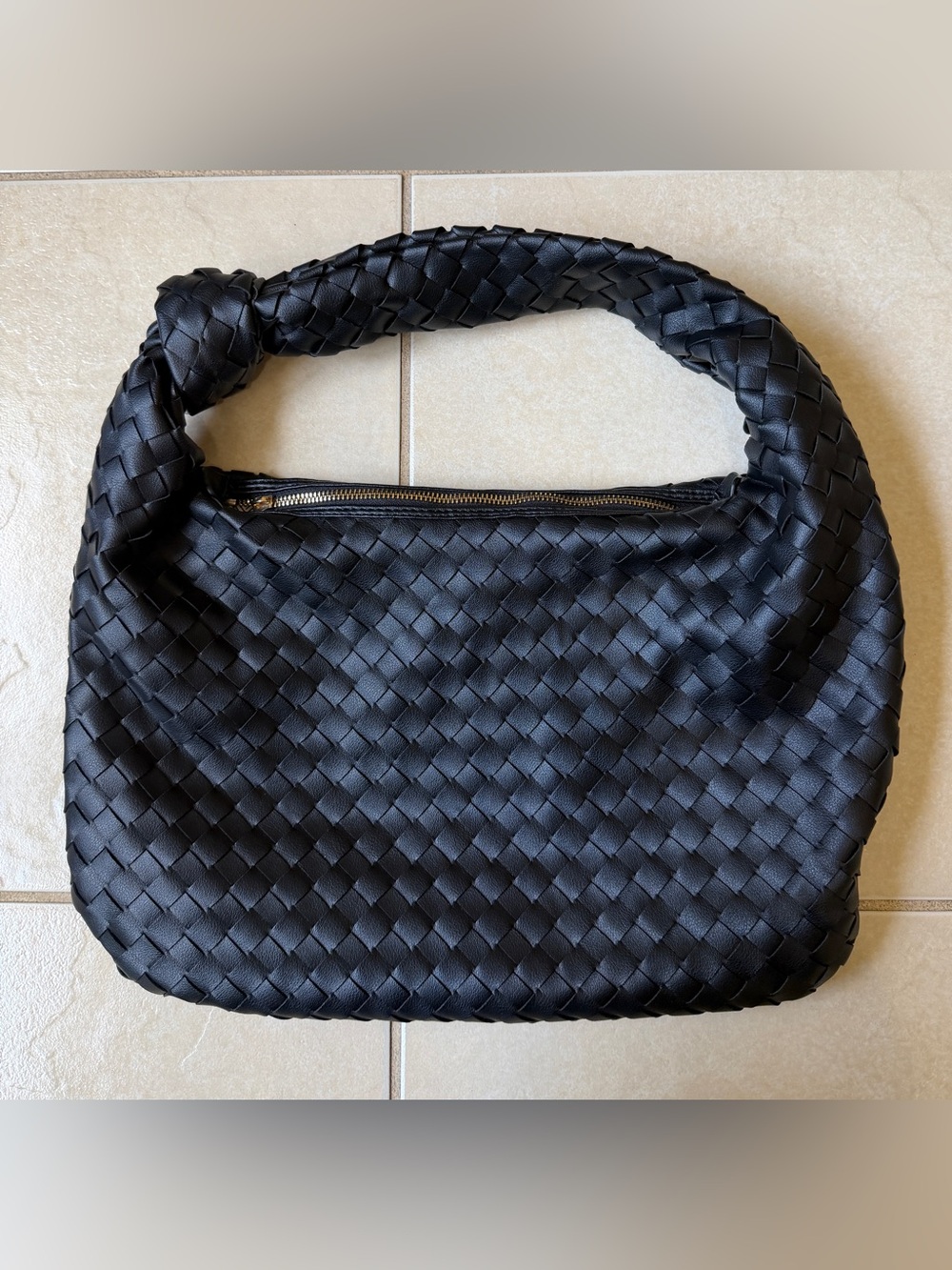 Urban Expressions Vanessa Black Woven Hobo Bag Purse Vegan Leather